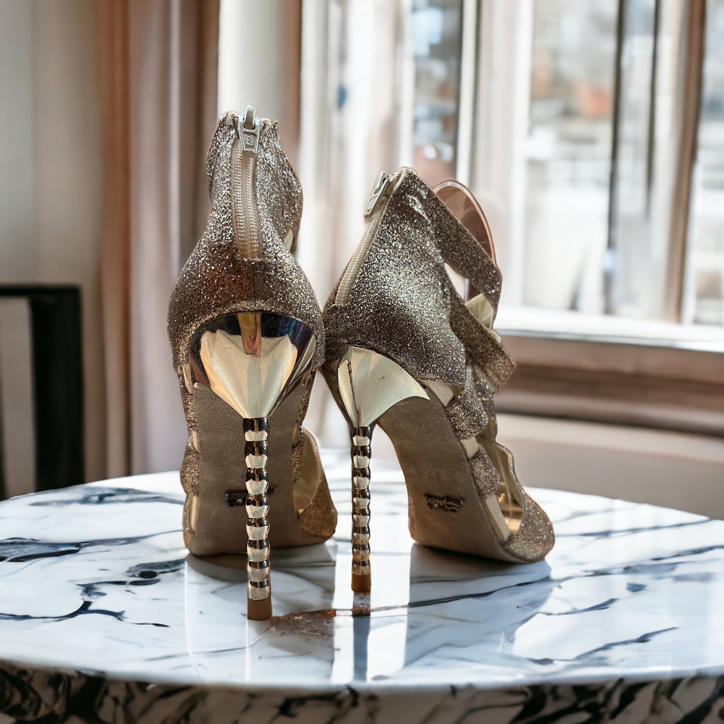 Shaula Champage Glitter Spiral 4" Heel