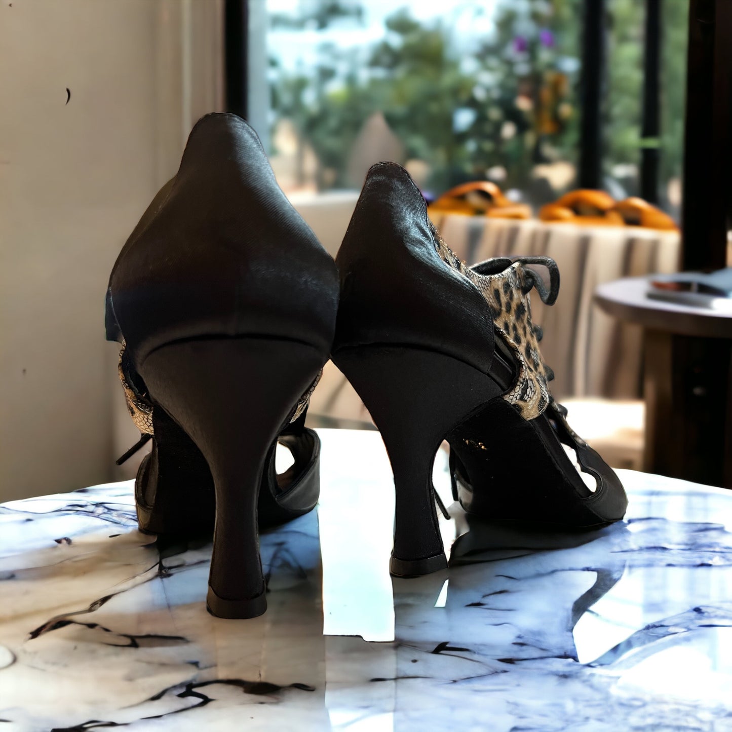 Libra Black Snakeskin 3" Black Heel